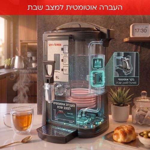 מיחם הפלא 6 ליטר 30 כוסות NR-706 UNIVERSE צבע כסוף