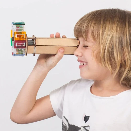 משחק ערכת מדע ובנייה מעץ קליידוסקופ לגילאי 6+