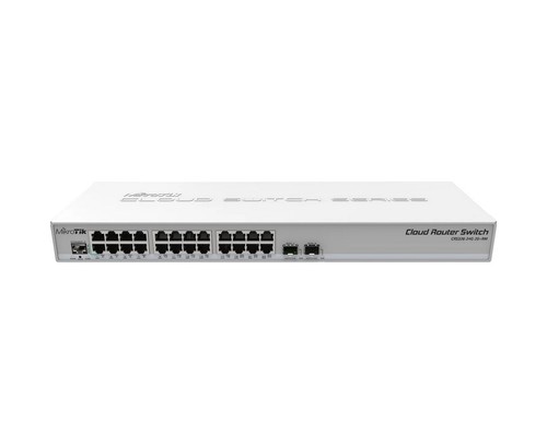 מתג רשת מנוהל 24 יציאות עם חיבורי SFP+ לארון תקשורת CRS326-24G-2S+RM