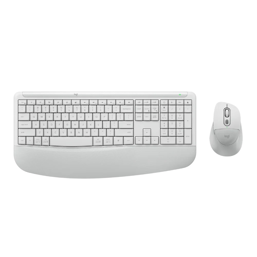 מארז מקלדת ועכבר אלחוטי צבע אוף וויט Logitech Signature Comfort Plus Combo MK880