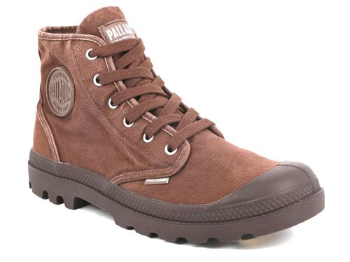 נעלי פלדיום קנבס חצי בצבע חום שוקולד | 40-47 | PALLADIUM PAMPA HI  DARK BROWN  02352-291-M 