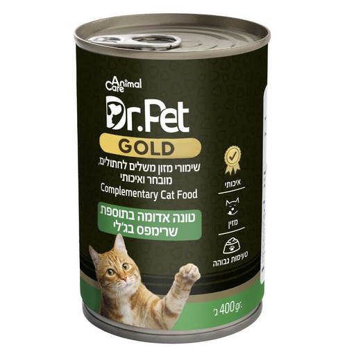 דר פט גולד טונה ושרימפס בג'לי לחתול 400 גרם
