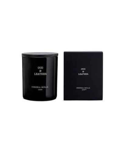 נר בינוני ניחוח Oud & Leather - שחור