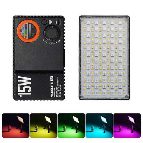 תאורת LED ניידת למצלמה ולנייד VLOGLITE K15RGB 15W Full Color