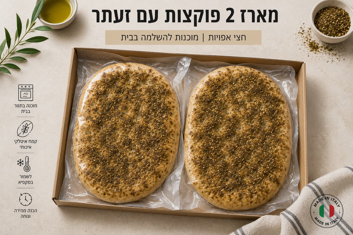 מארז 2 פוקצות מוכנות כולל זעתר 