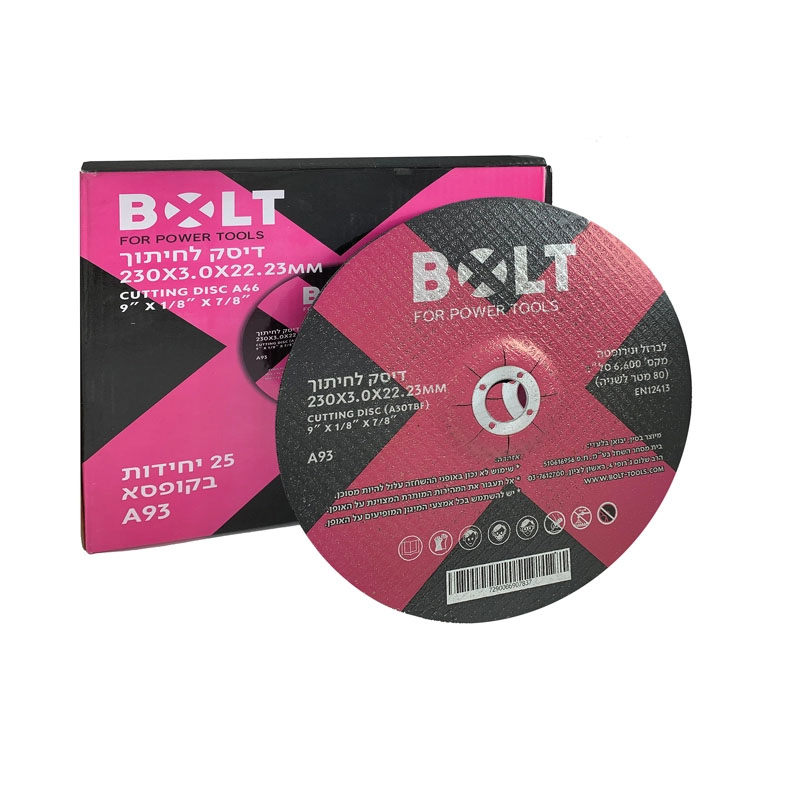 דיסק פלקס 9X1/8 לחיתוך ברזל ונירוסטה BOLT A93 