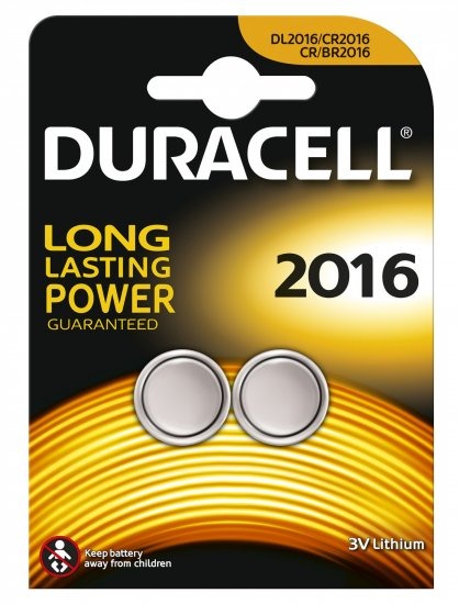 מארז שתי סוללות כפתור Duracell DL/CR2016 Lithium