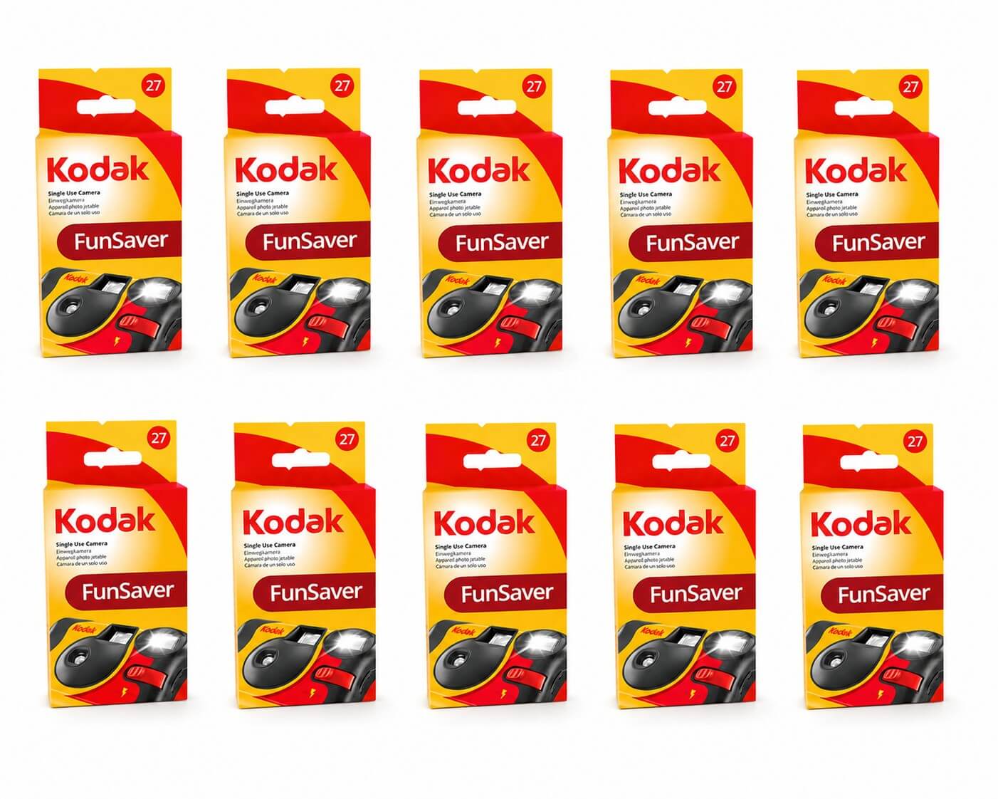 10 מצלמות חד פעמיות עם פלאש 27 תמונות Kodak FunSaver