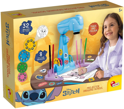 מקרן ציור ויצירה לילדים סטיץ' עם 32 שקופיות להעתקה וטושים צבעוניים