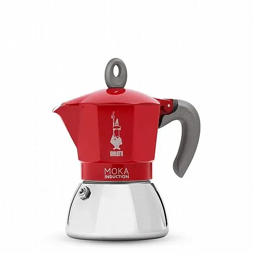 מקינטה Bialetti Moka Induction אדומה ל-2 כוסות מתאימה לכיריים אינדוקציה