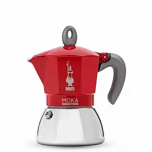 מקינטה Bialetti Moka Induction אדומה ל-4 כוסות | מתאימה לכל סוגי הכיריים כולל אינדוקציה