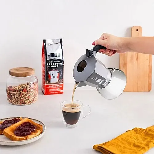 מקינטה Bialetti Brikka Induction אפור ל-4 כוסות בנפח 170 מ״ל