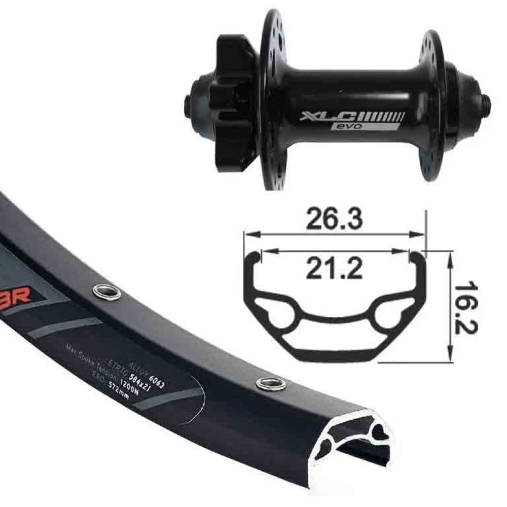 גלגל קדמי לאופניים 29" - ALEXRIMS - A15 6 BOLT