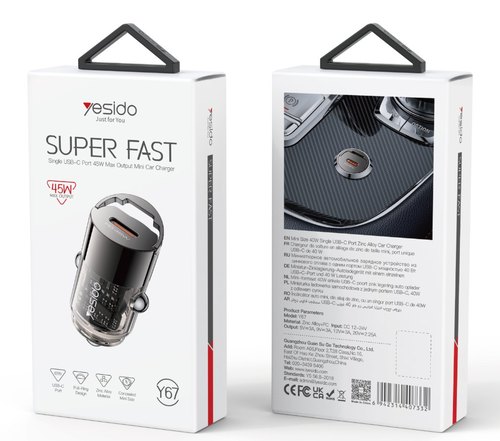 מטען רכב מיני Type-C בהספק 45W Yesido Y67