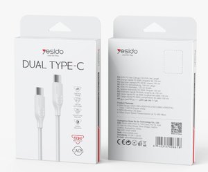 כבל USB-C ל-USB-C בהספק 60W Yesido CA175 - לבן