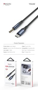כבל אודיו 3.5 מ"מ ל-USB-C עם תמיכה בשיחות Yesido YAU42