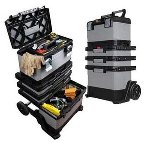 עמדת עבודה מתכת מקצועית 3 קומות על גלגלים STANLEY
