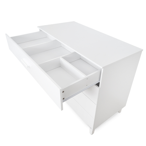 שידת החתלה רחבה לתינוק ראנץ' עשויה MDF עם מגירת חלוקה פנימית - לבן