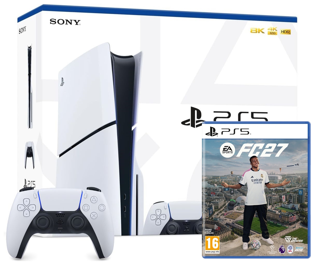 Sony PlayStation 5 1TB Slim Blu-ray + 2 Controllers + FC 27  