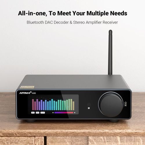 AIYIMA A80 — מגבר משולב Hi-Res 300W×2 עם DAC ES9038Q2M ו-Bluetooth 5.1