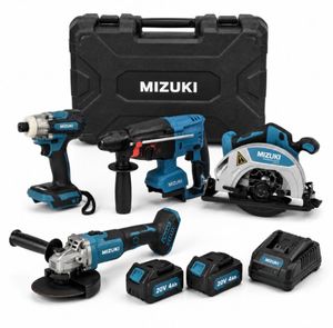 סט 4 כלים נטענים 20V מסורעגול +משחזת + מברגת אימפקט + פטישון 26 ממ +2 סוללות 4 אמפר MT6044