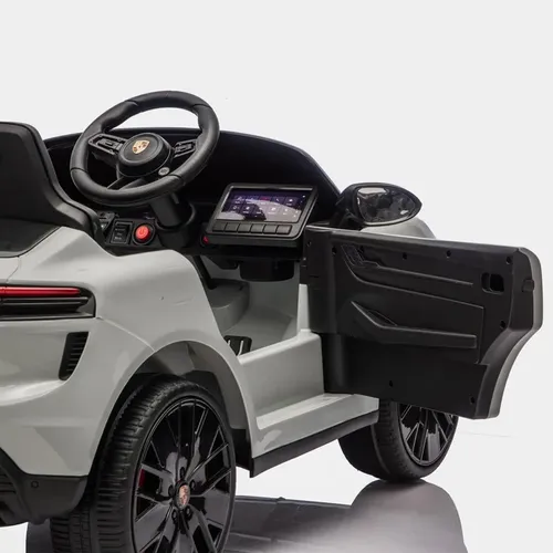 ג'יפ ממונע 12V לילדים פורשה מקאן Porsche Macan עם שלט חכם והנעה 4X4 - אפור בהיר
