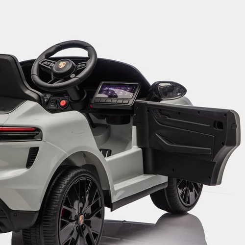 ג'יפ ממונע 12V לילדים פורשה מקאן Porsche Macan עם שלט חכם והנעה 4X4 - אפור בהיר