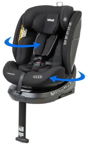 כיסא בטיחות ובוסטר מסתובב I-ELITE 360º מלידה ועד גיל 8 בתקן i-Size עם ריפוד מלאנג' מנדף זיעה - שחור