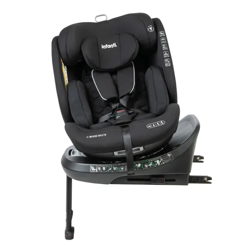 כיסא בטיחות ובוסטר מסתובב I-ELITE 360º מלידה ועד גיל 8 בתקן i-Size עם ריפוד מלאנג' מנדף זיעה - שחור