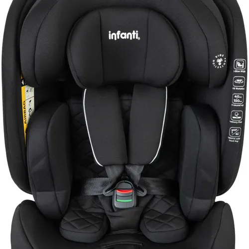 כיסא בטיחות ובוסטר מסתובב I-ELITE 360º מלידה ועד גיל 8 בתקן i-Size עם ריפוד מלאנג' מנדף זיעה - שחור