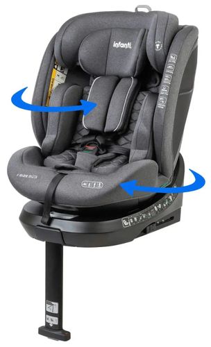 כיסא בטיחות ובוסטר מסתובב I-ELITE 360º מלידה ועד גיל 8 בתקן i-Size עם ריפוד מלאנג' מנדף זיעה - אפור