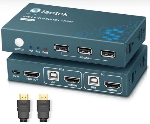 2מחשבם 1מקלדת עכבר מסךKVM 2 PORT HDMI