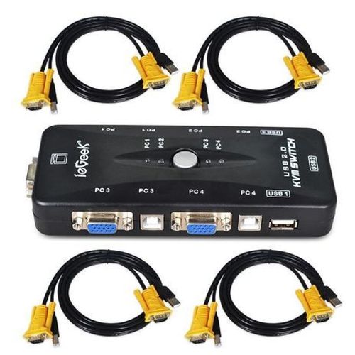 KVM 4PORT USB VGA מחשבם 4 מקלדת 1עכבר 1 מסך