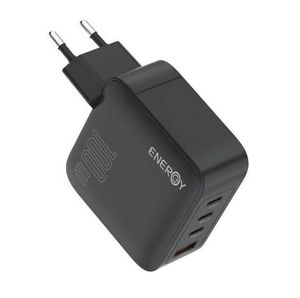 מטען בית עם כבל 4יציאות 1USB/3TYPC BLACK ENERGY 100W 1.5M PREMIUM