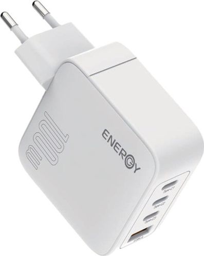 מטען בית עם כבל 4יציאות 1USB/3TYPC WHITE ENERGY 100W 1.5M PREMIUM