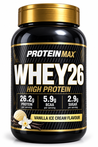 אבקת חלבון בטעם גלידת וניל | WHEY 26 | מכיל 700 גרם | פרוטאין מקס - PROTEIN MAXX