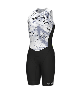 חליפת טריאתלון גברים ALE TRIATHLON DRIP SLEEVELESS SUIT שחור-לבן אלסטית טכנית אוורירית ומנדפת מאוד