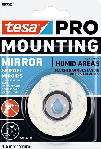 סרט הדבקה דו־צדדי ספוגי למראות 1.5 מטר × 19 מ״מ – tesa PRO ‏66952