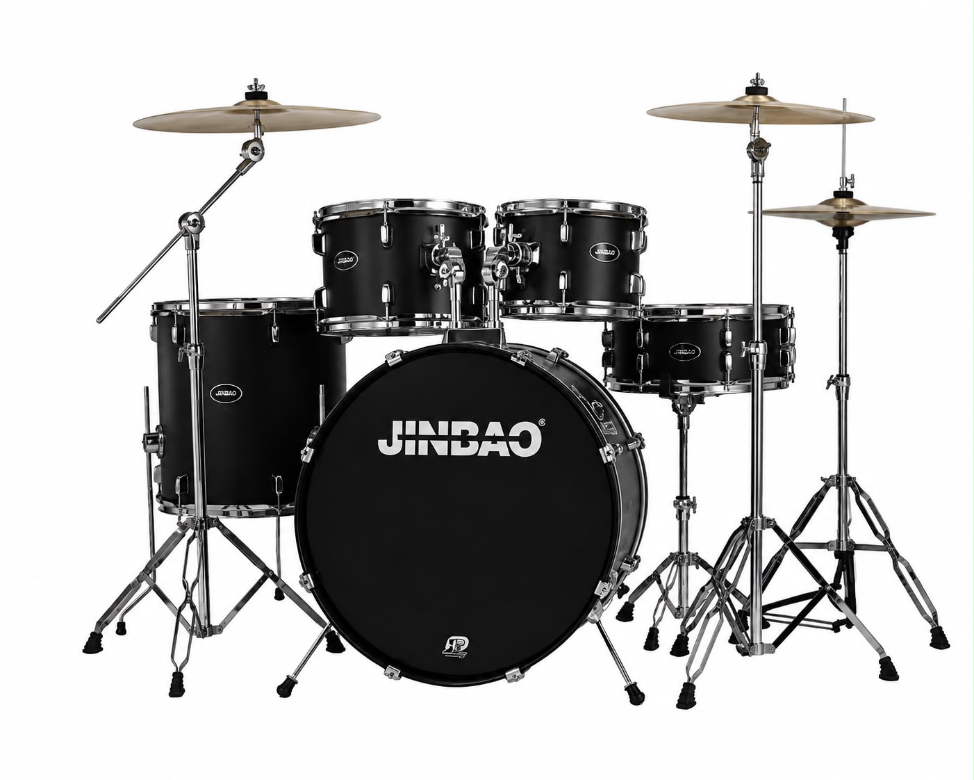 סט תופים 5 חלקים + אבזור + כסא + מצילות צבע שחור JINBAO JB-P-2202-B-BK