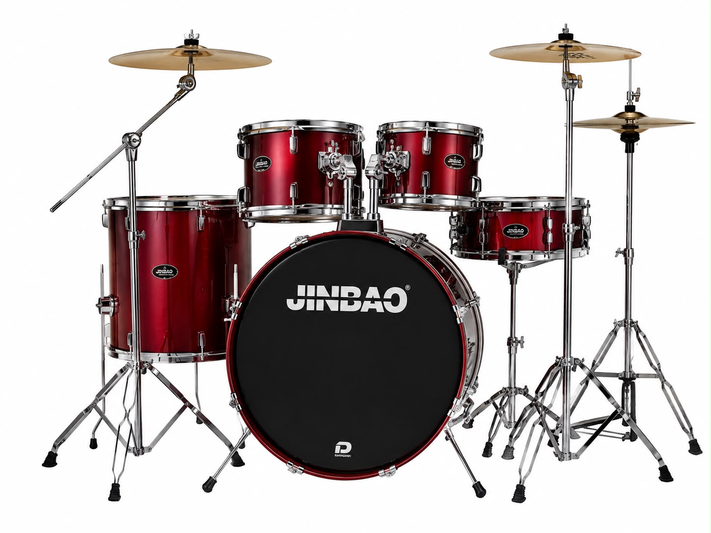 סט תופים 5 חלקים + אבזור + כסא + מצילות צבע אדום JINBAO JB-P-2202-B-RD