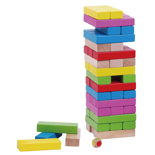 50 מלבני בניה מעץ מלא + 2 קוביות