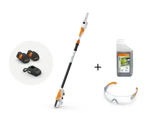 מסור גובה טלסקופי נטען STIHL HTA 30 + סט 2 סוללות AS 2 ומטען ALS 31 +מתנה משקף בטיחות ושמן 1 ליטר 