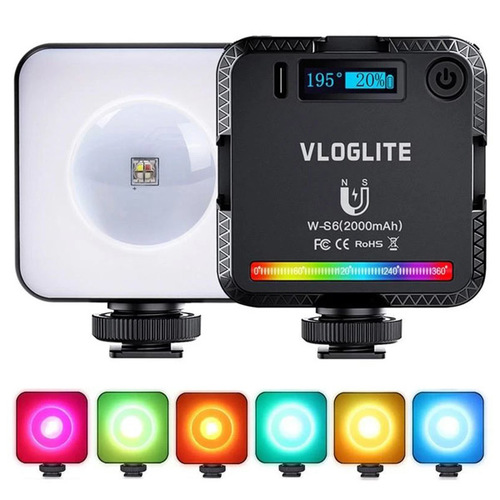 פנס מגנטי LED נייד למצלמה ולנייד VLOGLITE W-S6 RGB 6W Full Color