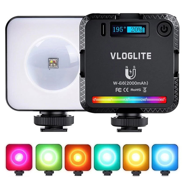 פנס מגנטי LED נייד למצלמה ולנייד VLOGLITE W-S6 RGB 6W Full Color