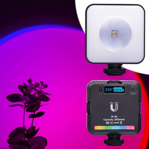 פנס מגנטי LED נייד למצלמה ולנייד VLOGLITE W-S6 RGB 6W Full Color