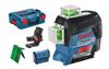 פלס לייזר ירוק היקפי נטען 3 מעגלים 30 מטר BOSCH GLL 3-80GC 12V IP54 Bluetooth