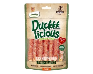 Dentalight חטיף לכלב "Duck Licious" בטעם ברווז מלופף על מקל | 70 גרם