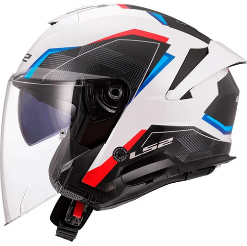 קסדה 3/4 מדגם LS2 OF618 Verso II AIR WHITE/BLUE/RED