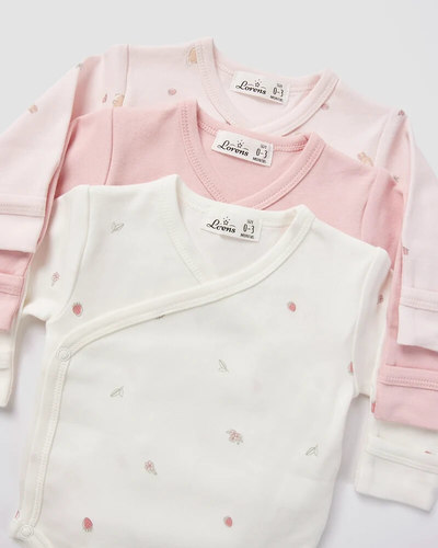 שלישיית בגדי גוף מעטפת לתינוק Bunny NB ורוד Lorens