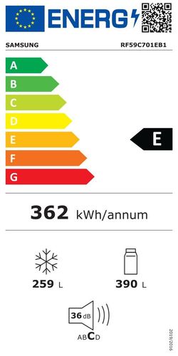 מקרר 4 דלתות 649 ליטר SAMSUNG סמסונג דגם RF59C701EB1